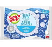 Scotch-Brite Éponge Grattante Scrub Dots pour La Cuisine - 3 Éponges par Paquet - Non rayante - pour Un Nettoyage Efficace et Protecteur