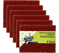 Scotch-Brite Lot de 6 tampons à récurer très résistant à Nettoyage Rapide, 10,2 x 13,3 cm, pour Cuire sur des Aliments et des huiles de Cuisson, à Utiliser sur Une Plaque Chaude ou Froide, Orange