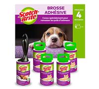 Scotch-Brite Rouleau super adhésive pour poils animaux, 48 feuilles + 4 recharges de brosse extra adhésive