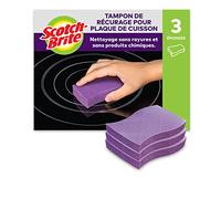 Scotch-Brite Tampons Récurage Plaques de Cuisson, Lot de 3 - Sans Rayures, Sans Produits Chimiques, Élimine Résidus Incrustés, Violet