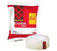 Scotch Ruban adhésif Crystal transparent 19 mm x 25 m + 8 m gratuits – Pack économique