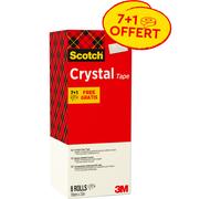 Scotch Crystal Ruban adhésif transparent largeur 19 mm x longueur 33 m - Lot de 8