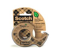 Ruban Scotch Magic "Un Choix Plus Vert", 19 mm x 20 m avec 1 Dévidoir 100% Recyclé - Ruban adhésif Mat pour la Réparation, l'Etiquetage et la Fermeture de Documents