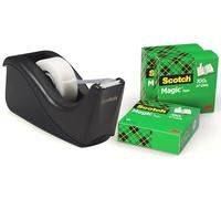 Scotch Dérouleur de table C60-BK4 noir avec 4 rouleaux Scotch Magic 19 mm x 33 m 12 morceaux