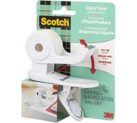 Scotch Dévidoir de ruban Clip & Twist C19, blanc + 1 rouleau Ruban invisible Scotch Magic, 19 mm x 8,89 m - Distributeur de Ruban Adhésif Rechargeable