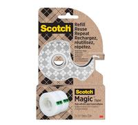 Scotch Dévidoir en Acier Inoxydable, 1 par Paquet + Magic Tape, 2 Rouleaux | Dévidoir Métal Rechargeable, Avec Ruban Adhésif Universel dont adhésif à 66 % d’Origine Végétale - Finition Mate Invisible