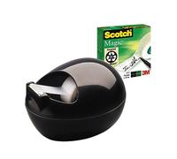 Scotch Dévidoir de Ruban conçu par Karim Rashid, Couleur Noir + Magic Ruban Adhésif Invisible, 19 mm x 7.5 m, 1 Rouleau/Paquet