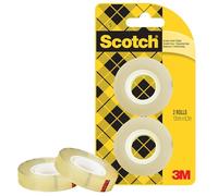 Scotch Recharge de ruban adhésif double-face 665 – 2 rouleaux (12 mm x 6,3 m) – transparent