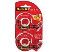 Scotch Dérouleur manuel Crystal 2 rouleaux 19 mm x 12 m + 3,2 m gratuit x24