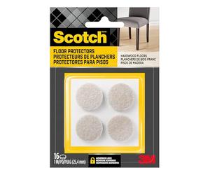 Scotch Felt Pads, Felt Furniture Pads for Protecting Hardwood Floors, Round, 1 in. Diameter, Beige, 16 Pads