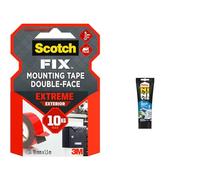 Scotch-Fix Ruban Adhésif Double Face de fixation Extrême pour Extérieur, 19 mm x 1,5 m & Pattex Ni Clou Ni Vis Fix Multi Matériaux Intérieur & Extérieur, colle de fixation