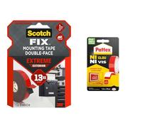 Scotch-Fix Ruban de fixation Extrême pour extérieur, 19mmx5m, 1 rouleau/paquet & Pattex Ni Clou Ni Vis | Ruban adhésif double face ultra fort (rouleau de 1,5 m x 19 mm)