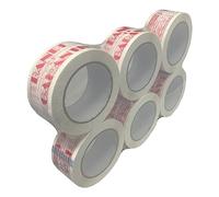 Scotch - Lot de 6 Rubans adhésif manuel Bande de Garantie blanc et rouge - 48 mm x 100.00 m (36% de plus que les 66 mètres), 28 µm - Pour Boite D'Emballage Et Cartons. Peu Bruyant Et Très Compact