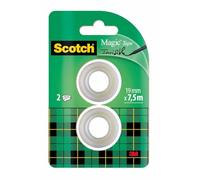 Scotch Ruban adhésif Magic Invisible – 19 mm x 7,5 m – Blister de 2