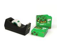 Scotch Ruban adhésif Magic invisible avec dévidoir C38 noir gratuit – 4 rouleaux 19 mm x 33 m