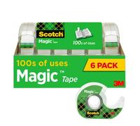 Scotch Magic Tape, Invisible, Home Office Supplies and Back to School Supplies for College and Classrooms, 6 Rolls with Dispensers