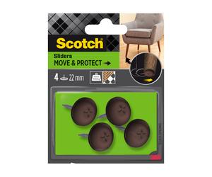 Scotch® Move and Protect Lot de 4 patins glisseurs alvéolés à clouer marron - Ø 22 mm