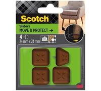 SCOTCH - Patin glisseur - À clouer - Plastique à alvéoles - Carré - 24 mm - Marron - Lot de 4