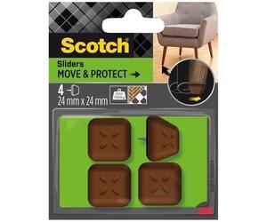SCOTCH - Patin glisseur - À clouer - Plastique à alvéoles - Carré - 24 mm - Marron - Lot de 4