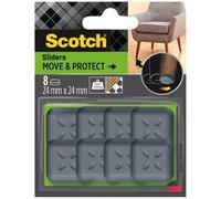 Scotch - Patin glisseur adhésif alvéolé 24 x 24 mm - Gris - Lot de 8