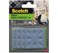 SCOTCH - Patin glisseur - Adhésif - Carré à alvéoles - Ø 50 mm - Gris - Lot de 4