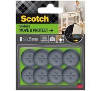 SCOTCH - Patin glisseur - Adhésif - Rond à alvéoles - Ø 25 mm - Gris - Lot de 8