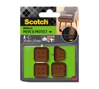 SCOTCH - Patin glisseur - À clouer - Plastique à alvéoles - Carré - 24 mm - Marron - Lot de 4
