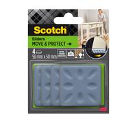 SCOTCH - Patin glisseur - Adhésif - Carré à alvéoles - Ø 50 mm - Gris - Lot de 4