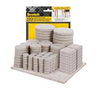 Scotch Patins en Feutre Adhésifs pour Meubles, Beige, Lot de 199 pièces | Fixation sans Outils| Facile à installer et retirer | Pour sacs à dos, vestes, serviettes et organisation du garage|Acier