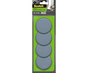 Scotch Patins Glisseurs Move & Protect, Ø 65 mm, 4 Pièces, Gris - Patins Glisseurs pour Tapis, Protection et Réduction du Bruit, 500 kg