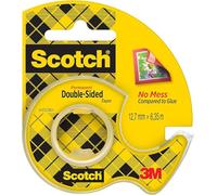Scotch Ruban Adhésif Double-Face - 1 Rouleau sur dévidoir manuel, 12,7 mm x 6,3 m - Ruban double face transparent, Idéal pour le Bureau et l'École