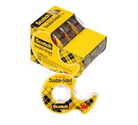 Scotch Ruban adhésif double face avec distributeur, pas de saleté, 1/5,1 x 635 cm, 3/Lot Caddy (3136)