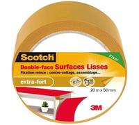 SCOTCH - Ruban adhésif - Double-face - Surfaces lisses - Extra-fort - 50 mm x 20 m