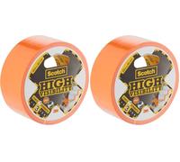 Scotch Ruban Adhésif en Toile Orange Haute Visibilité - 1 Rouleau (25 m x 48 mm) | Multi-usages, Forte Adhérence, Déchirable à la Main, Inscriptible, Pour Réparations et Regroupement (Lot de 2)