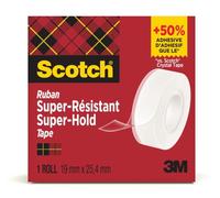 Scotch Ruban Adhésif Super-Hold Secure, 1 Rouleau, 19 mm x 25,4 m | Ruban Transparent pour une Fermeture Forte et Sûre des Enveloppes, Petites Boîtes et Cadeaux