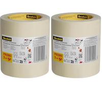 Scotch Ruban de Masquage Classique, Pack Promo de 3 Rouleaux, 36 mm x 50 m, Beige - Pour Peinture et Décoration Intérieure, 70% PEFC (Lot de 2)