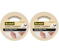 Scotch Ruban de Masquage de Peinture Classic, 36 mm x 50 m, Ruban de Masquage Beige pour Travaux de Peinture et de Rénovation (Lot de 2)