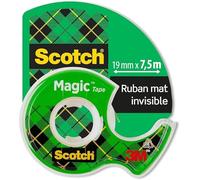3M Scotch Magic ruban adhésif 1 rouleau 19 mm x 7,5 m + 1 dérouleur manuel x12 morceau