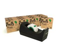 3M Scotch C38 Dérouleur de table noir + 14 rouleaux de ruban adhésif Scotch Magic A Greener Choice 19 mm x 33 m x4 morceau
