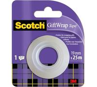 Scotch Ruban Satiné pour Emballage Cadeau, 1 Rouleau, 19 mm x 25 m | Ruban Double Face Transparent Longue Durée pour Photos, Affiches, Loisirs Créatifs, Réparations ; Fort, Sans Danger d'Abîmer