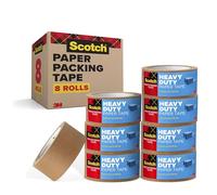 ScotchBox Lock Ruban d'emballage en papier - 1 Rouleau, 48 mm x 22,8 m - Ruban d'emballage marron, recy vec la boîte, fournitures d'expédition de cadeaux de Noël