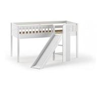 Vipack Lit de jeu Scott 90 x 200 cm – sommier à lattes, toboggan, échelle, pin massif laqué blanc