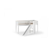 Vipack Lit de jeu Scott 90 x 200 cm – sommier à lattes, toboggan, échelle, pin massif laqué blanc