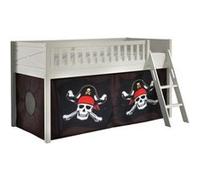 VIPACK - Lit de jeu SCOTT, LF 90 x 200 cm, avec sommier à lattes, échelle et set textile "Caribian Pirate", laqué blanc