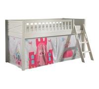 VIPACK - Lit de jeu SCOTT, LF 90 x 200 cm, avec sommier à lattes, échelle et set textile Rideau "Princess