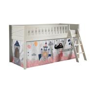 VIPACK - Lit de jeu SCOTT, LF 90 x 200 cm, avec sommier à lattes, échelle et set textile "Princess Sophie", laqué blanc