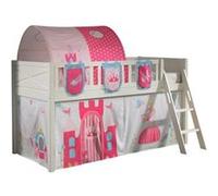 VIPACK - Lit de jeu SCOTT, LF 90 x 200 cm, avec sommier à lattes, échelle et set textile rideau, tunnel et 3 sacs "Princess
