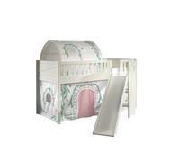 Vipack Lit de jeu SCOTT 90 x 200 cm – sommier à lattes, toboggan, échelle, rideau et tunnel Birdy