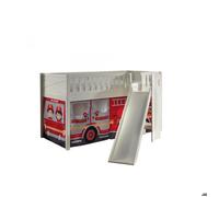 Vipack Lit de jeu SCOTT 90x200 cm – toboggan, échelle, set textile FIRE RESCUE – laqué blanc