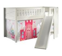 VIPACK - Lit de jeu SCOTT, LF 90 x 200 cm, avec sommier à lattes, toboggan, échelle et set textile rideau "Princess